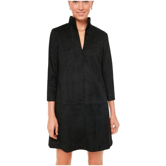 Tuckernuck Suede Clifton Dress in black size XL faux suede mini stand collar - Picture 1 of 11